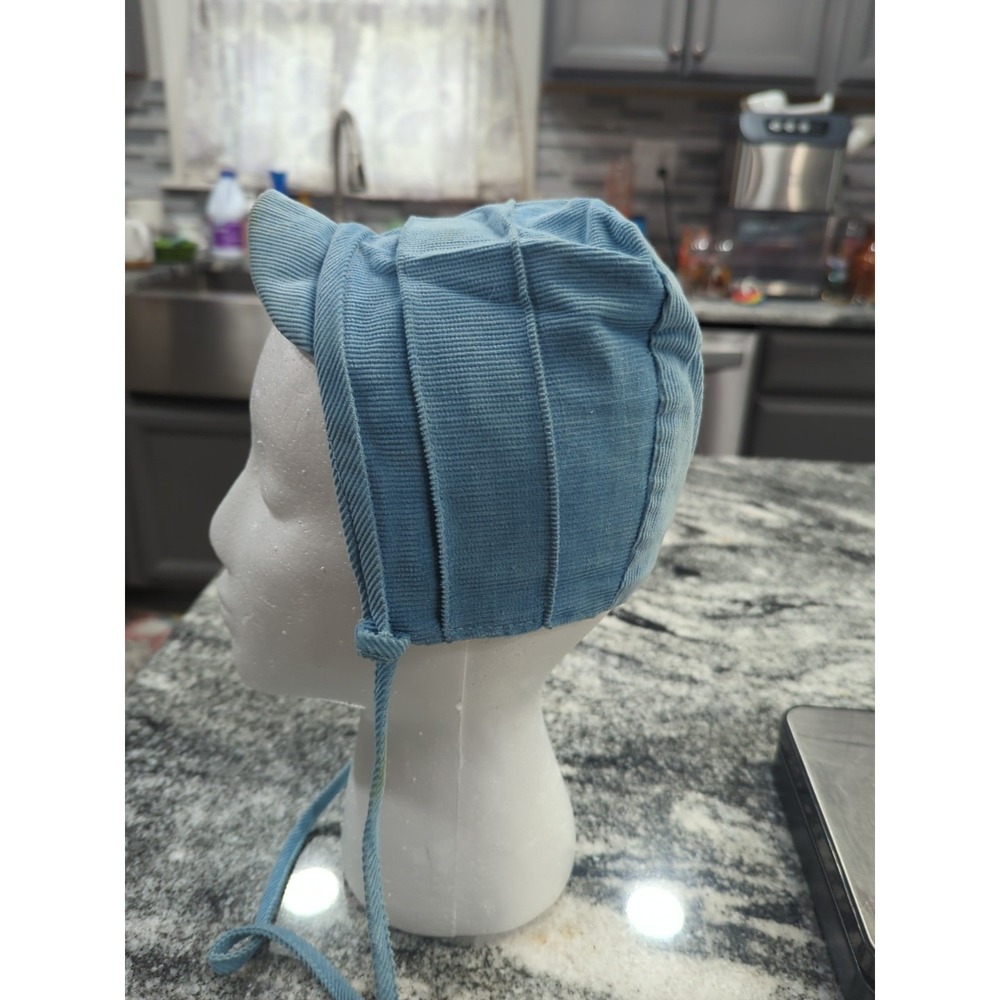 Vintage Baby Blue  Corduroy Cap/Hat Bonnet